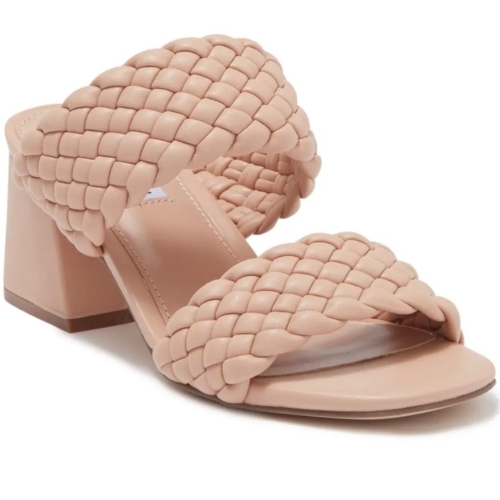 Steve Madden Daphnee Nude Braided Block Heel Sandals 8